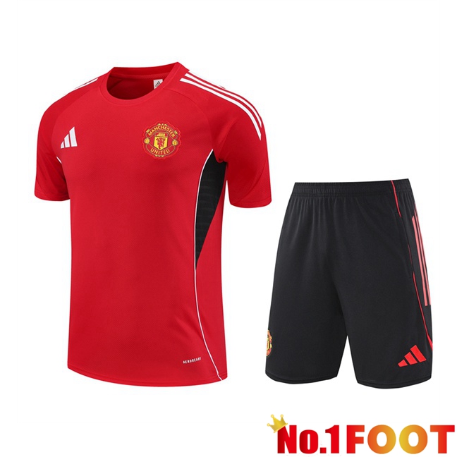 Manchester United kit Training T Shirt + Shorts Red 2025/2026