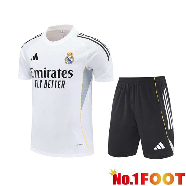 Real Madrid kit Training T Shirt + Shorts White 2025/2026