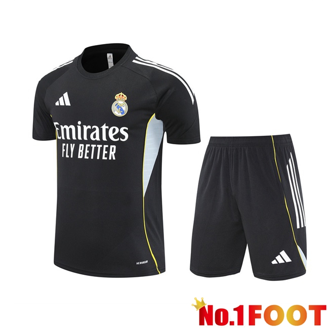 Real Madrid kit Training T Shirt + Shorts Black 2025/2026