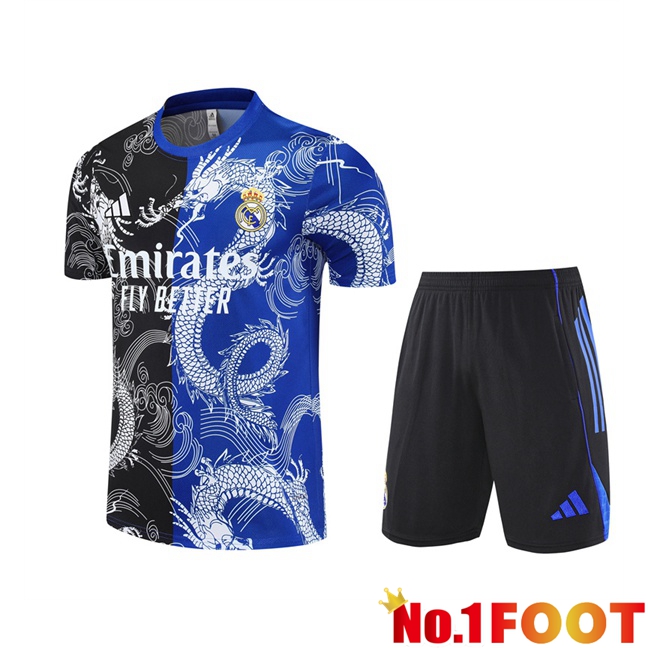 Real Madrid kit Training T Shirt + Shorts Black Blue 2025/2026