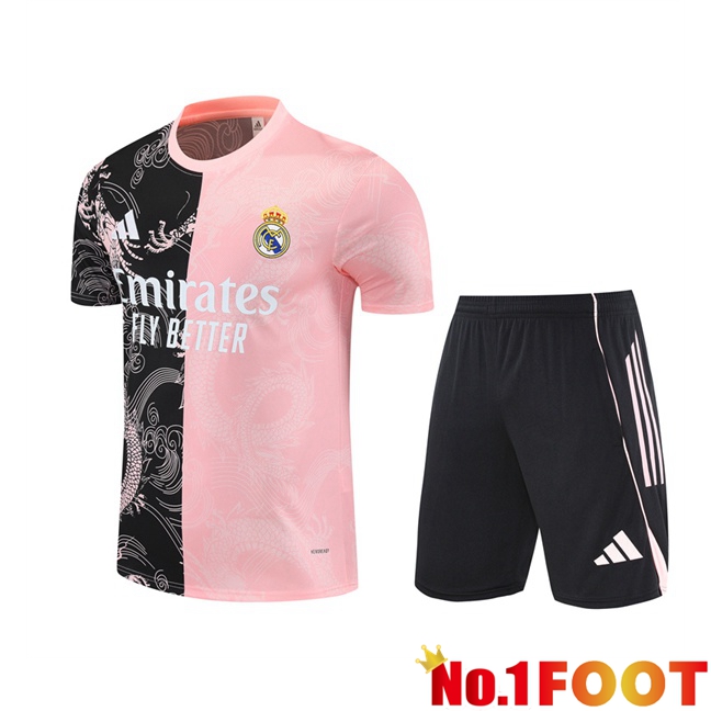 Real Madrid kit Training T Shirt + Shorts Black Pink 2025/2026
