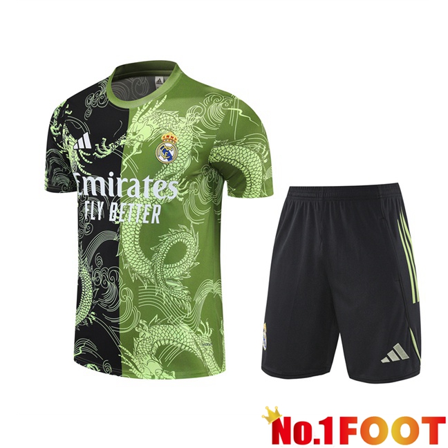 Real Madrid kit Training T Shirt + Shorts Black Green 2025/2026