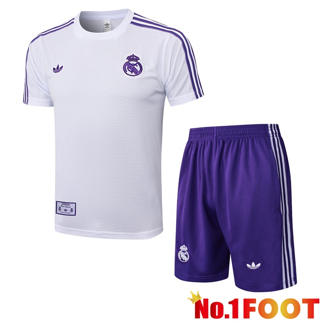 Real Madrid kit Training T Shirt + Shorts White 2025/2026