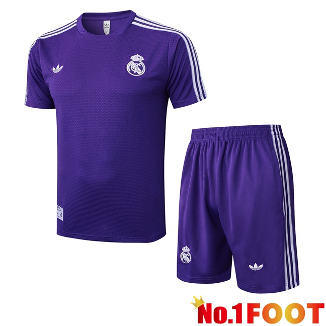 Real Madrid kit Training T Shirt + Shorts Purple 2025/2026
