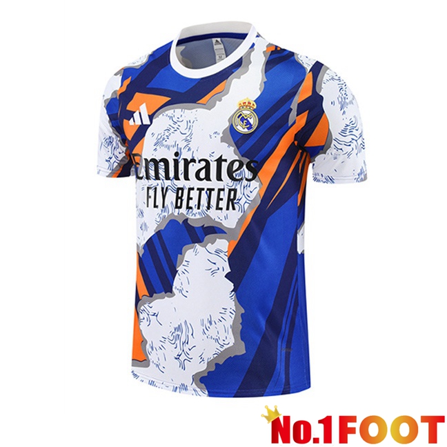 Real Madrid Training T Shirt White Blue 2025/2026