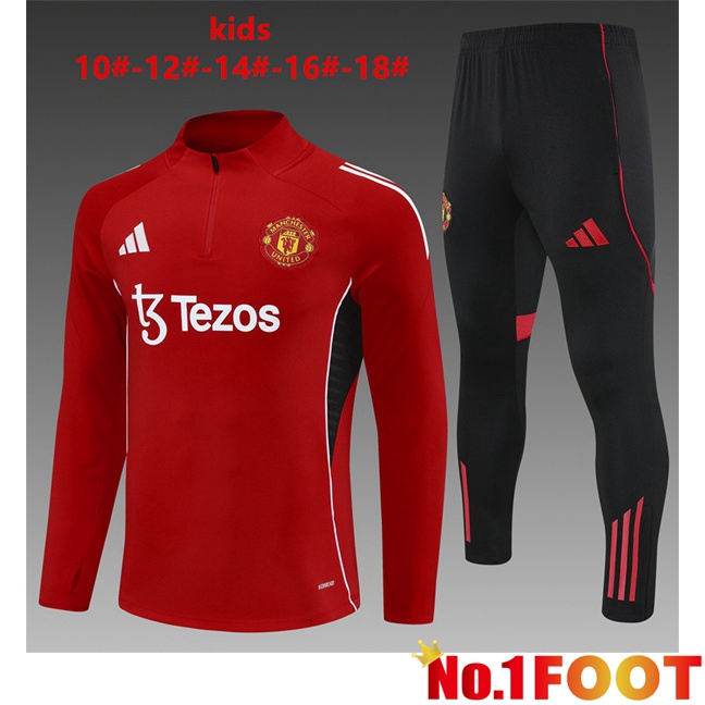Manchester United Kids kit Training Tracksuit Red 2025/2026