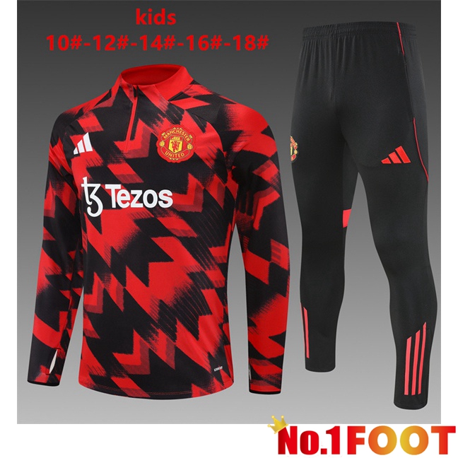 Manchester United Kids kit Training Tracksuit Black Red 2025/2026