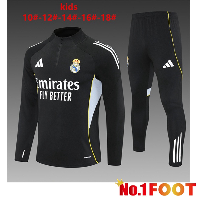 Real Madrid Kids kit Training Tracksuit Black 2025/2026