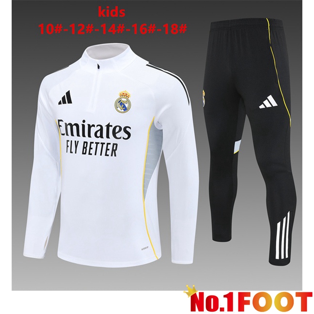 Real Madrid Kids kit Training Tracksuit White 2025/2026