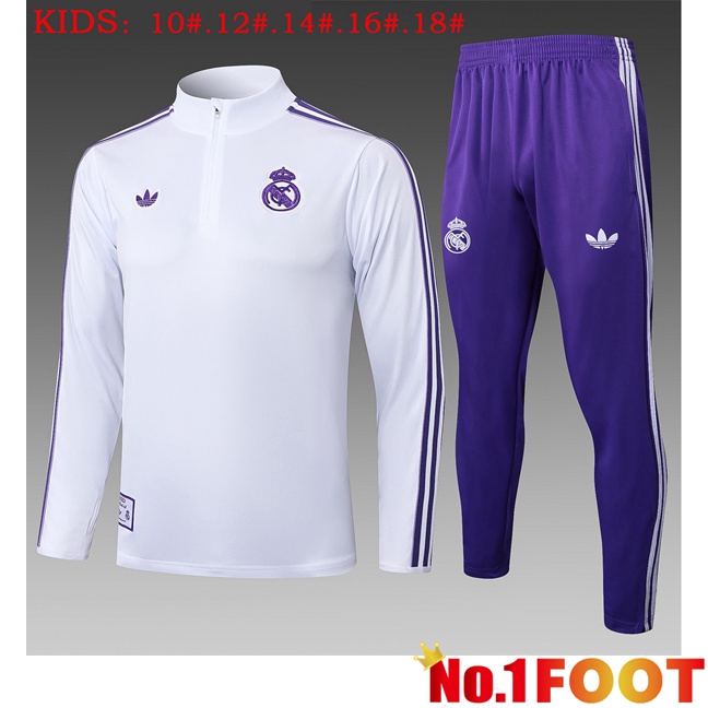 Real Madrid Kids kit Training Tracksuit White 2025/2026