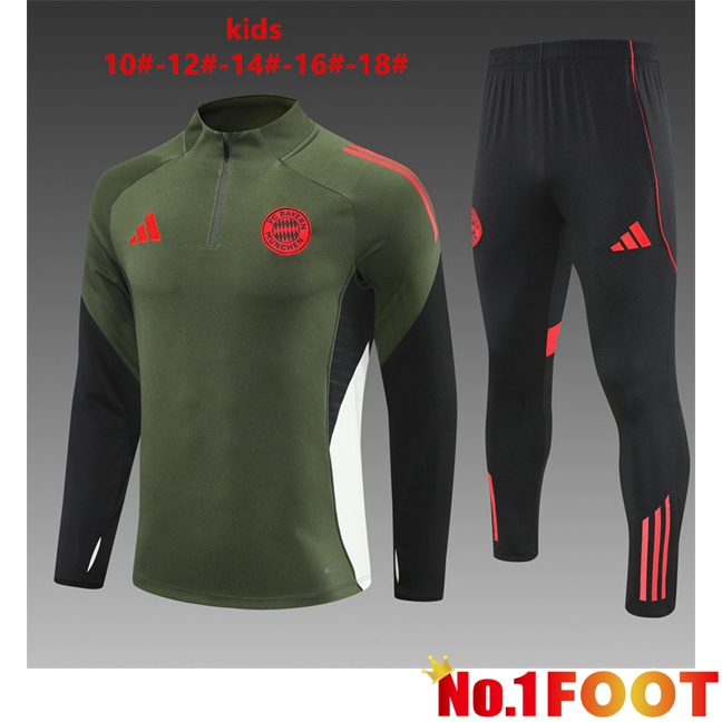 Bayern Munich Kids kit Training Tracksuit Green 2025/2026
