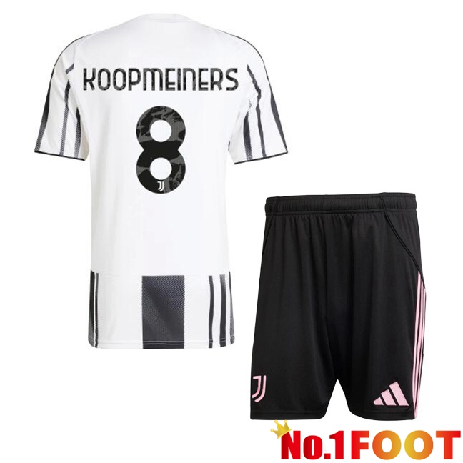 Juventus (KOOPMEINERS 8) Kids Home Soccer Jersey Black White 2025/2026
