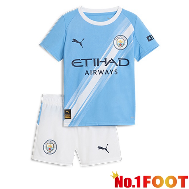 Manchester City Kids Home Soccer Jersey Blue 2025/2026