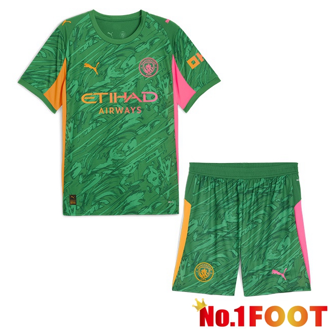 Manchester City Kids Goalkeeper Soccer Jersey Green 2025/2026