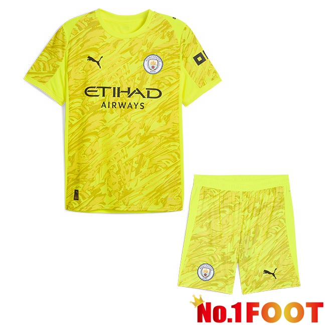 Manchester City Kids Goalkeeper Soccer Jersey Yellow 2025/2026