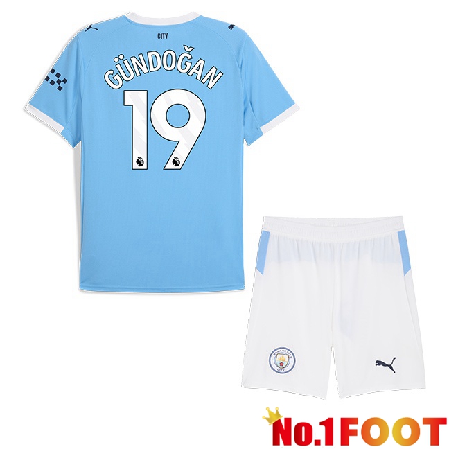 Manchester City (Ilkay Gündoğan 19) Kids Home Soccer Jersey Blue 2025/2026