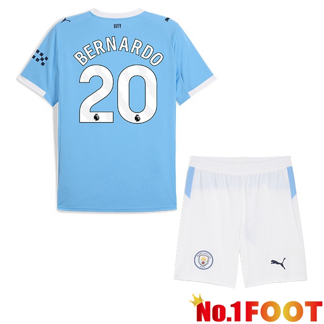 Manchester City (Bernardo Silva 20) Kids Home Soccer Jersey Blue 2025/2026