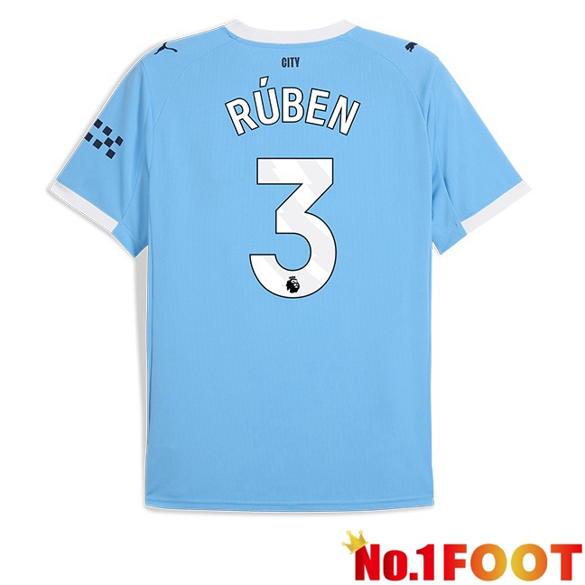 Manchester City (Ruben Dias 3) Home Soccer Jersey Blue 2025/2026