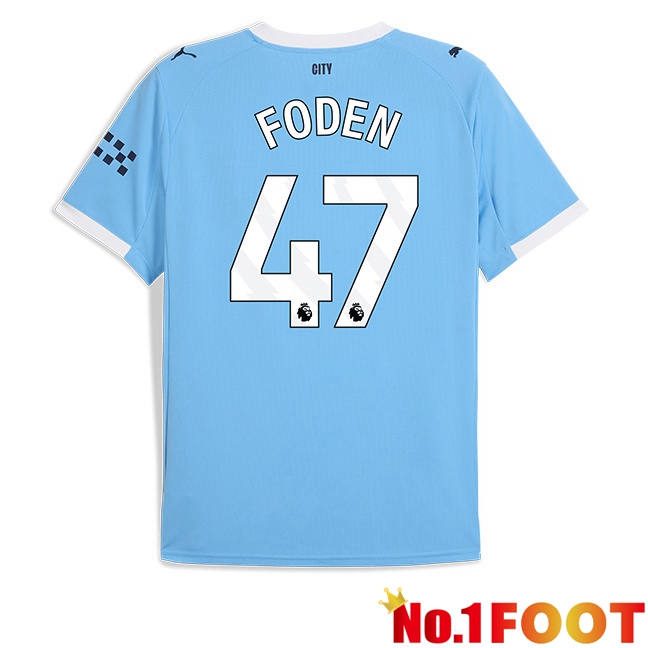 Manchester City (Phil Foden 47) Home Soccer Jersey Blue 2025/2026