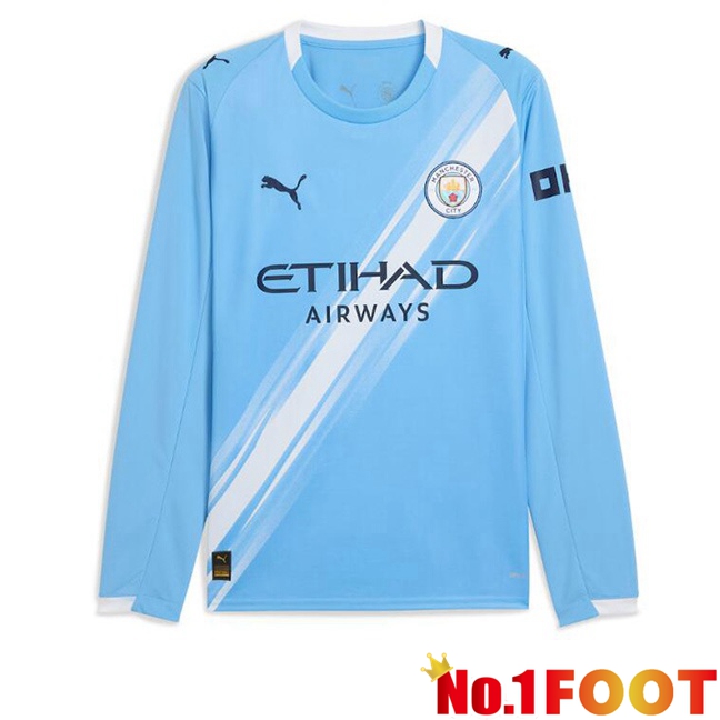 Manchester City Home Soccer Jersey Long sleeve Blue 2025/2026