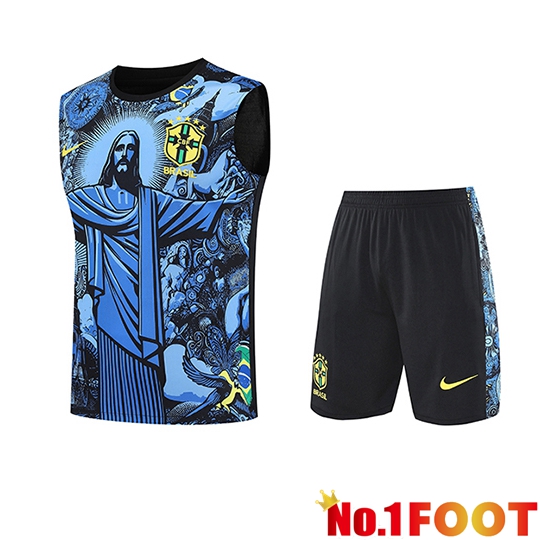 Brazil Kids kit Soccer Vest Blue/Black 2025/2026
