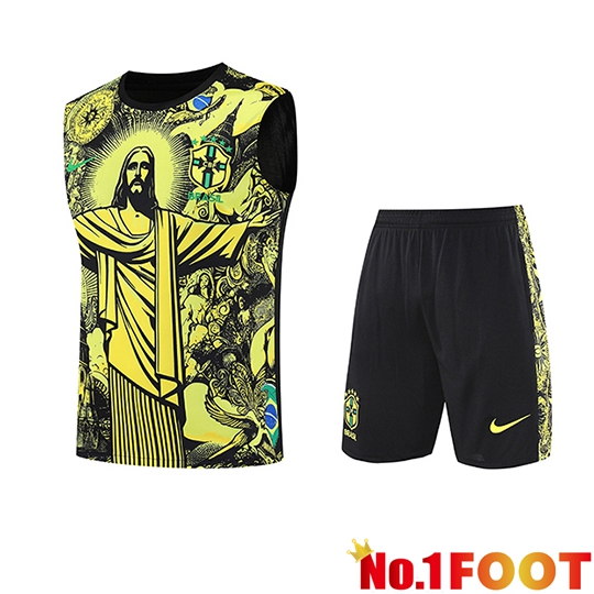 Brazil Kids kit Soccer Vest Yellow/Black 2025/2026
