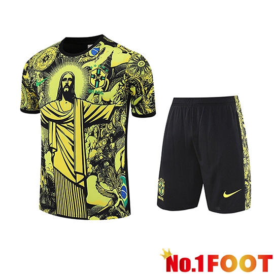 Brazil Kids kit Training T Shirt Yellow/Black 2025/2026