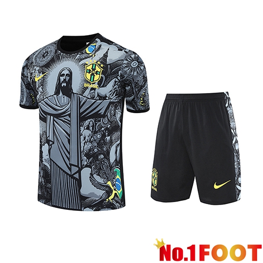 Brazil Kids kit Training T Shirt Grey/Black 2025/2026