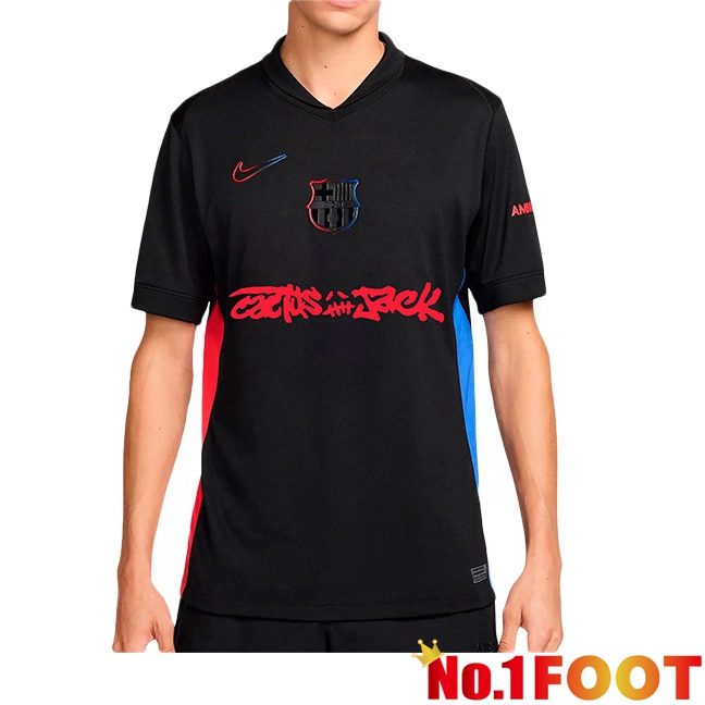 FC Barcelona Away Soccer Jersey Travis Scott Black 2024/2025