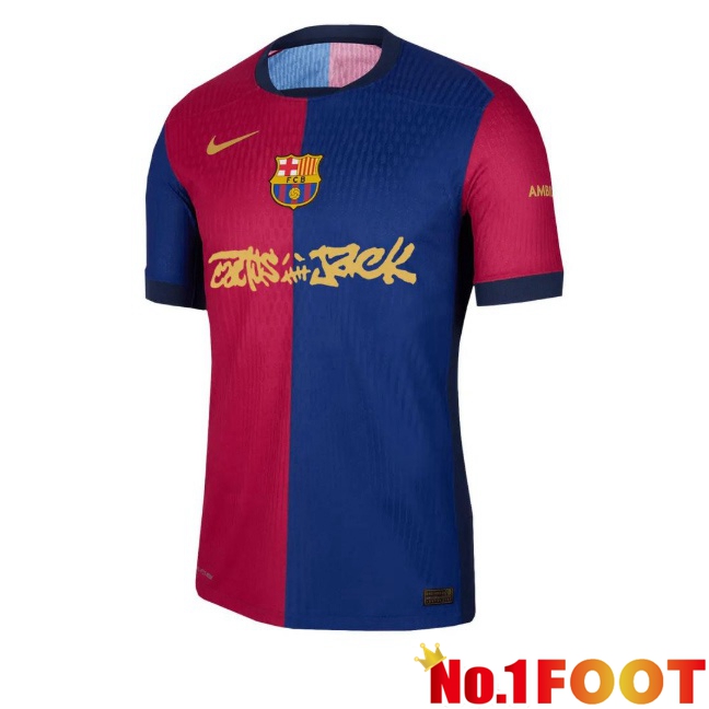 FC Barcelona Home Soccer Jersey Travis Scott Blue Red 2024/2025
