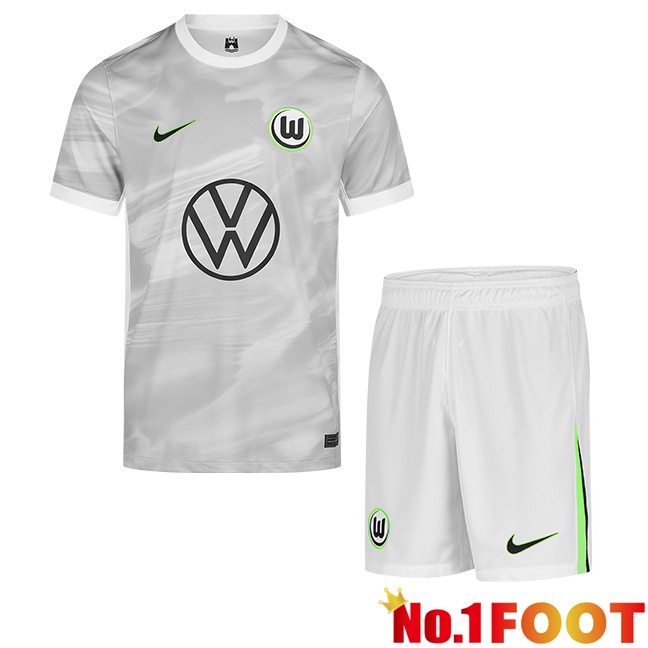 Vfl Wolfsburg Kids Away Soccer Jersey Grey 2025/2026
