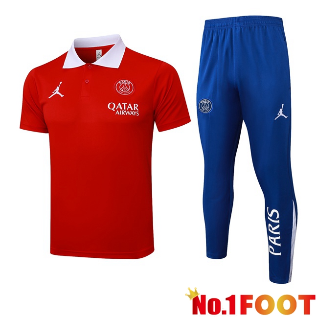 Jordan Paris PSG Soccer Polo + Training Pants Red 2025/2026