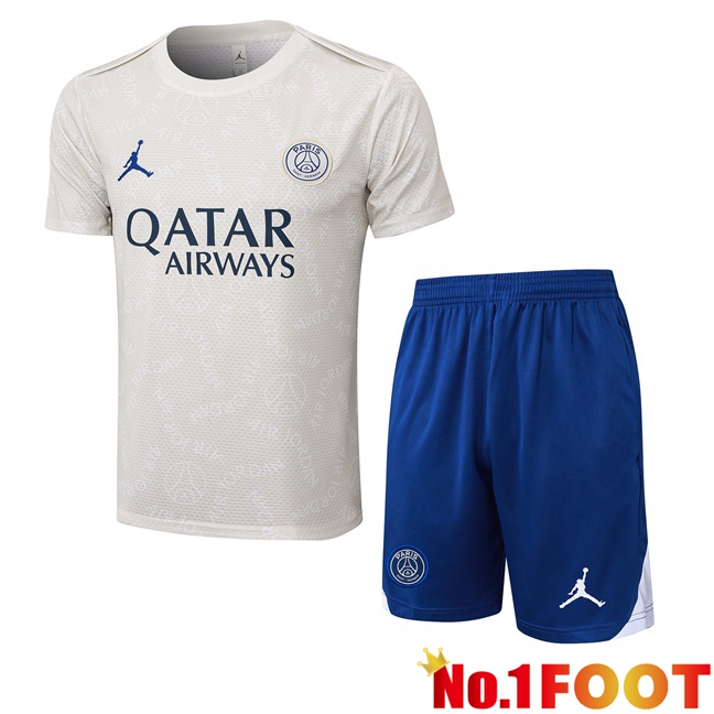 Jordan Paris PSG kit Training T Shirt + Shorts Grey 2025/2026