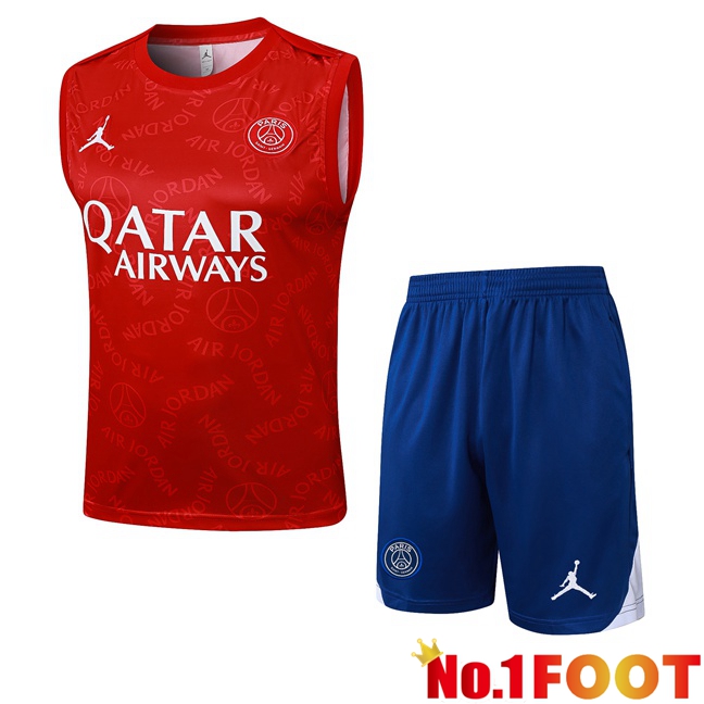 Jordan Paris PSG Gilet Soccer + Shorts Red 2025/2026