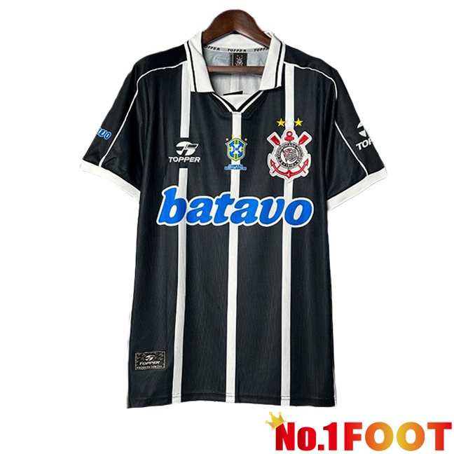 Corinthians Retro Away Soccer Jersey Black White 1999-2000
