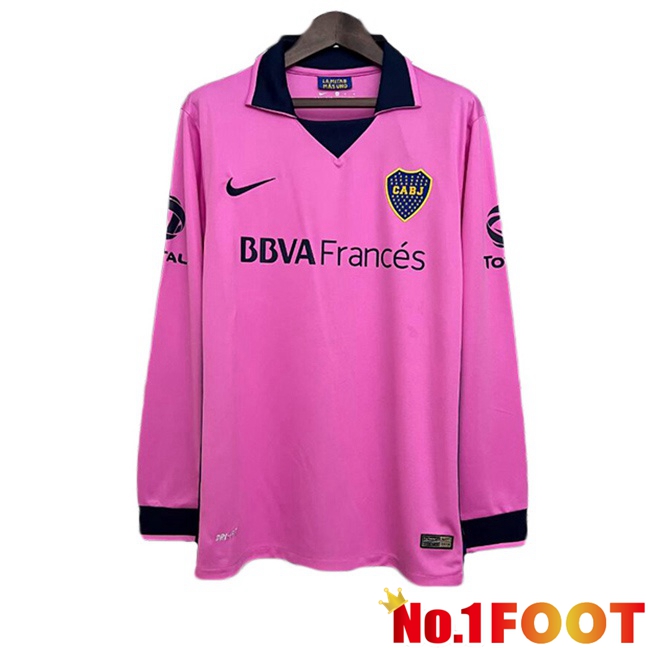 Boca Juniors Retro Away Soccer Jersey Long sleeve Pink 2013-2014