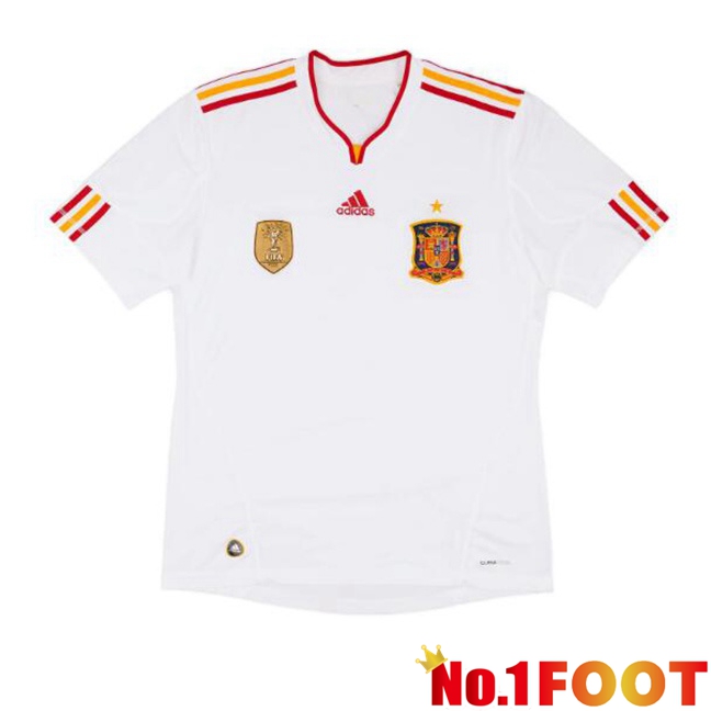 Spain Retro Away Soccer Jersey White 2011