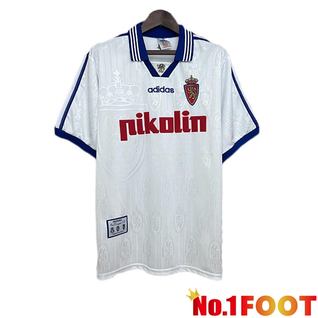 Real Zaragoza Retro Home Soccer Jersey White 1997-1998