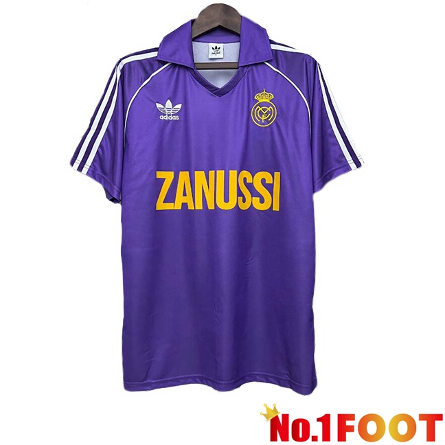 Real Madrid Retro Away Soccer Jersey Purple 1984-1985