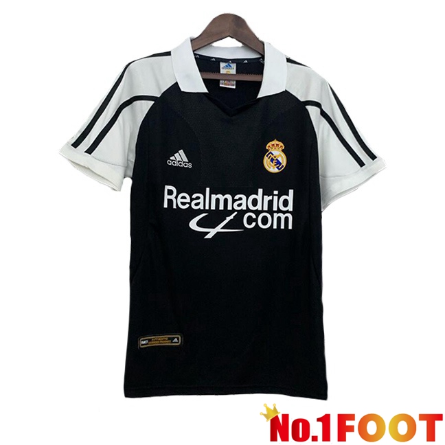 Real Madrid Retro Away Soccer Jersey Black 2001-2002