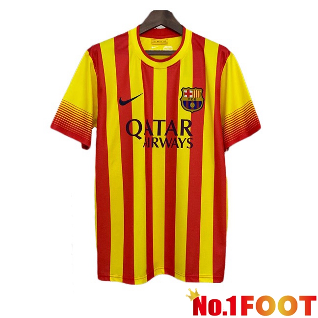 FC Barcelona Retro Away Soccer Jersey Yellow Red 2013-2014