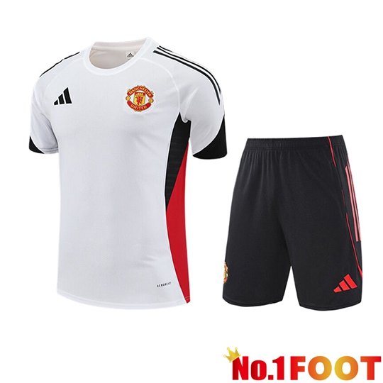 kit Training T Shirt Manchester United Kids White/Black/Red 2025/2026