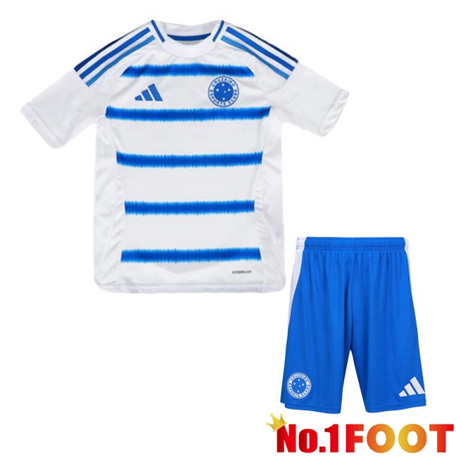Soccer Jersey Cruzeiro EC Kids Away White Blue 2025/2026