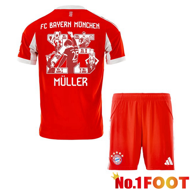 Soccer Jersey Bayern Munich (Müller 25) Kids Home Special Edition Red 2025/2026
