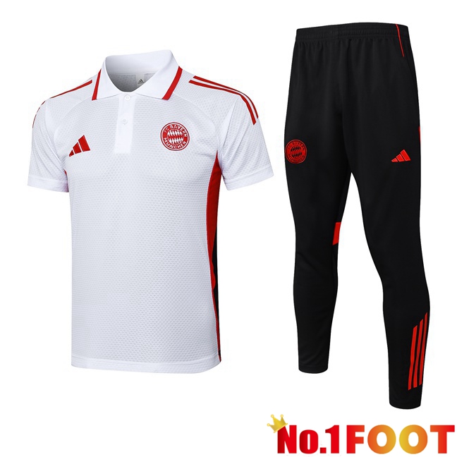 Soccer Polo Bayern Munich + Training Pants White 2025/2026