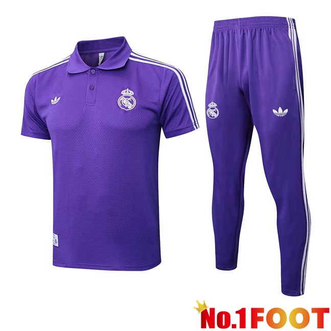 Soccer Polo Real Madrid + Training Pants Purple 2025/2026