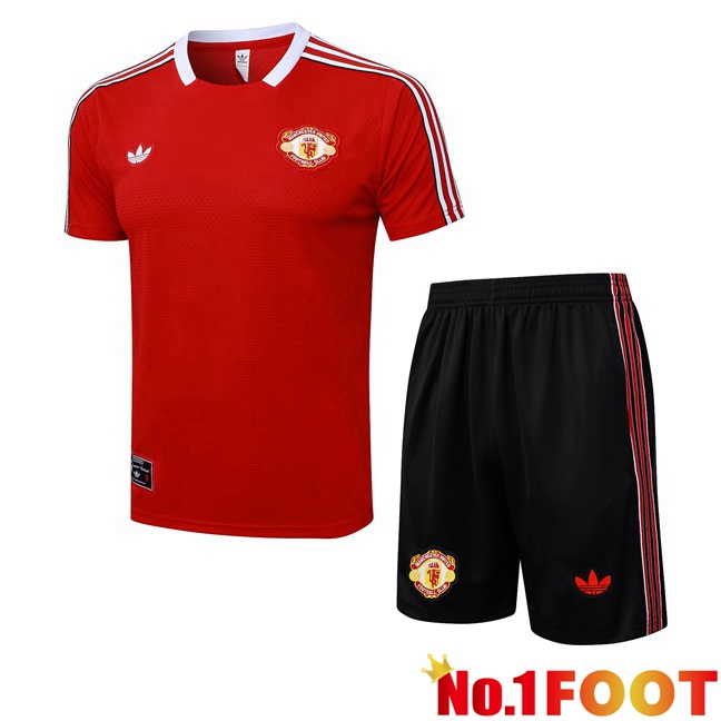kit Training T Shirt Manchester United + Shorts Red 2025/2026