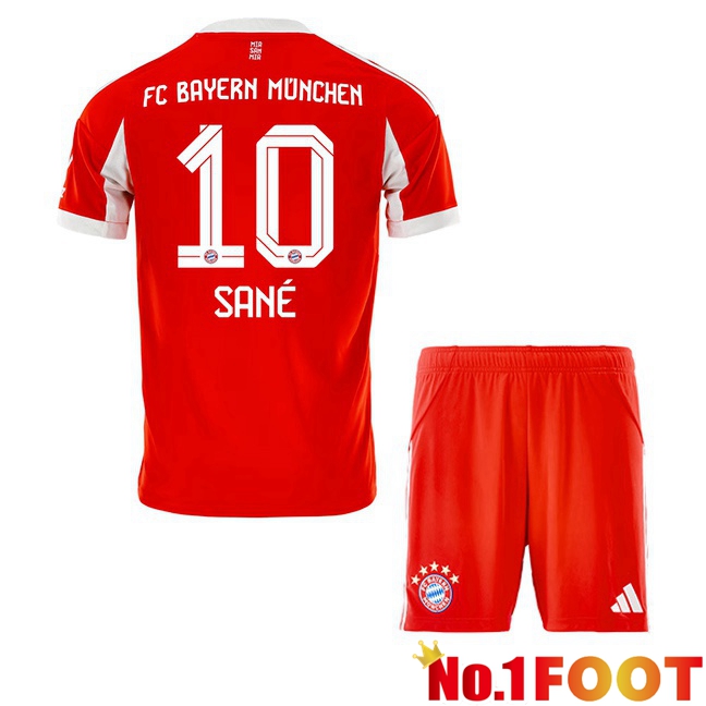 Soccer Jersey Bayern Munich (Sané 10) Kids Home Red 2025/2026