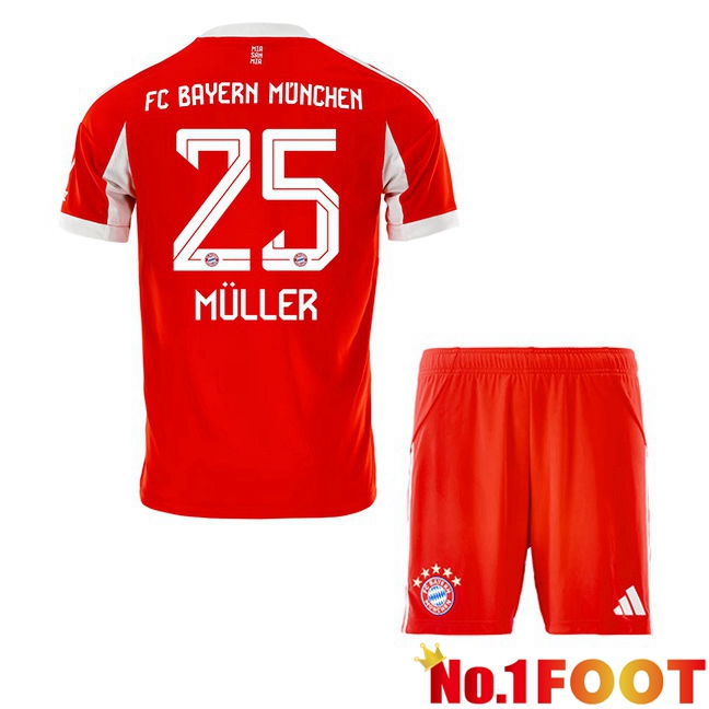 Soccer Jersey Bayern Munich (Müller 25) Kids Home Red 2025/2026