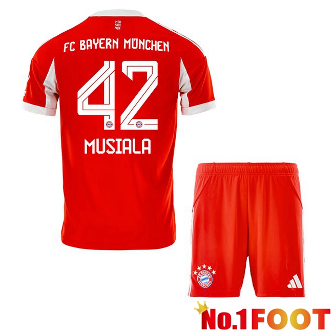 Soccer Jersey Bayern Munich (Musiala 42) Kids Home Red 2025/2026